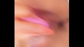 Slender Norwegian girl masturbates her tight pussy with a small phallus