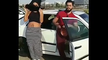 Sexy dance of a slender Azeri girl on the street